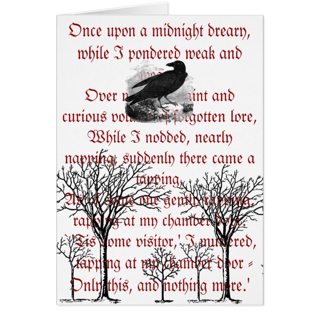 Vintagen Raven Card Hälsningskort (Framsidan)