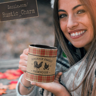 Vintagen Red Play Burlap 2 Tone Mugg