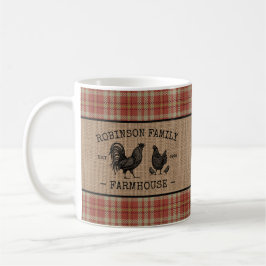 Vintagen Red Play Burlap för familjens Namn-lantgå Kaffemugg