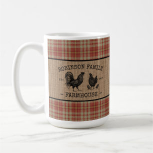 Vintagen Red Play Burlap Large för familjejordbru Kaffemugg