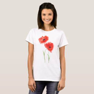 Vintagen Red Poppy Wildblommor poppies T Shirt