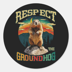 Vintagen respekterar Groundhog Funny Woodchuck Gro Runt Klistermärke