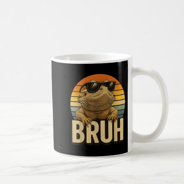 Vintagen Retro Bruh Bearded Dragon Funny Lizard Kaffemugg (Höger)