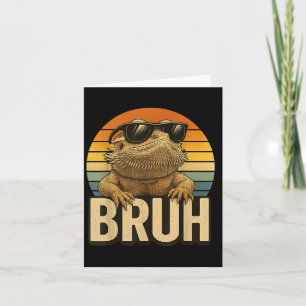Vintagen Retro Bruh Bearded Dragon Funny Lizard Kort