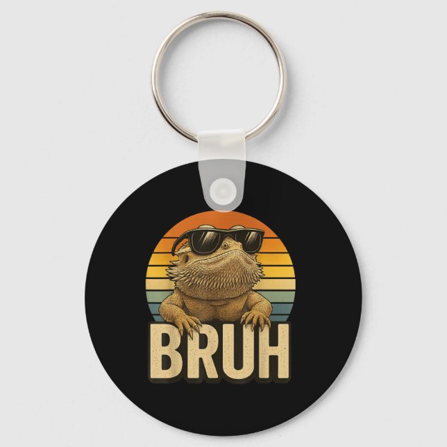Vintagen Retro Bruh Bearded Dragon Funny Lizard Nyckelring (Framsida)