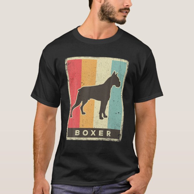 Vintagen Retro för Boxer Hund T Shirt (Framsida)