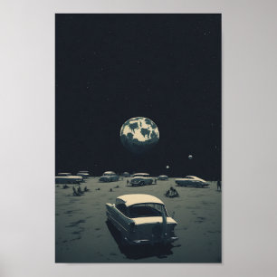 Vintagen Retro Futuristiska Space, ai genererad ar Poster