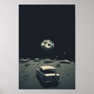 Vintagen Retro Futuristiska Space, ai genererad ar Poster