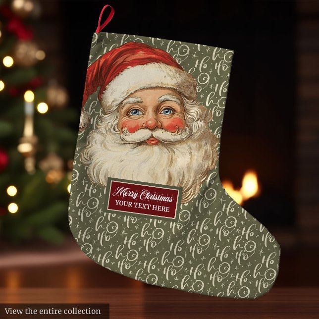 Vintagen Retro Jultomten- Stor Julstrumpa (Retro Santa Claus Christmas Stocking Vintage Artwork)