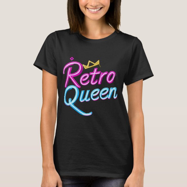 vintagen "Retro Queen" T Shirt (Framsida)