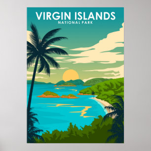 Vintagen Retro Travel i Jungfruöarna Poster