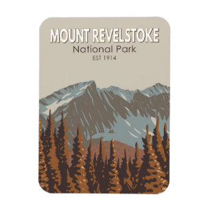 Vintagen Revelstoke National Park Travel Art Magnet
