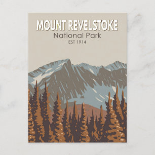 Vintagen Revelstoke National Park Travel Art Vykort