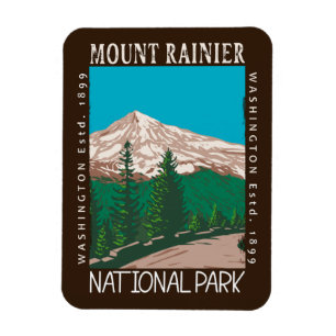 Vintagen Rinier nationalpark Distress Magnet
