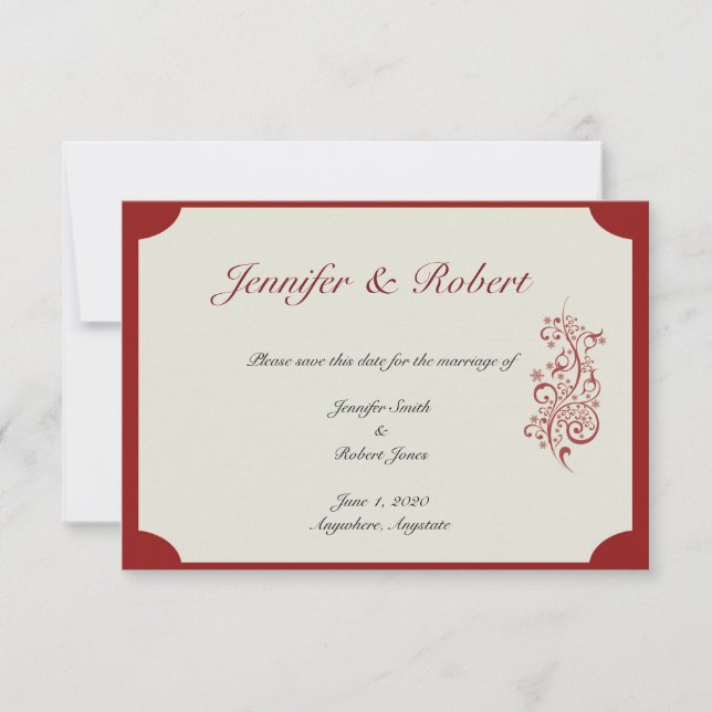 Vintagen Röd och Elfenbenskusten Spara datum Spara Datumet (Framsida)