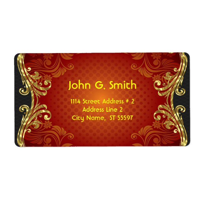 Vintagen Röda svarta & Guld Tones Swirls -template Fraktsedel (Framsidan)
