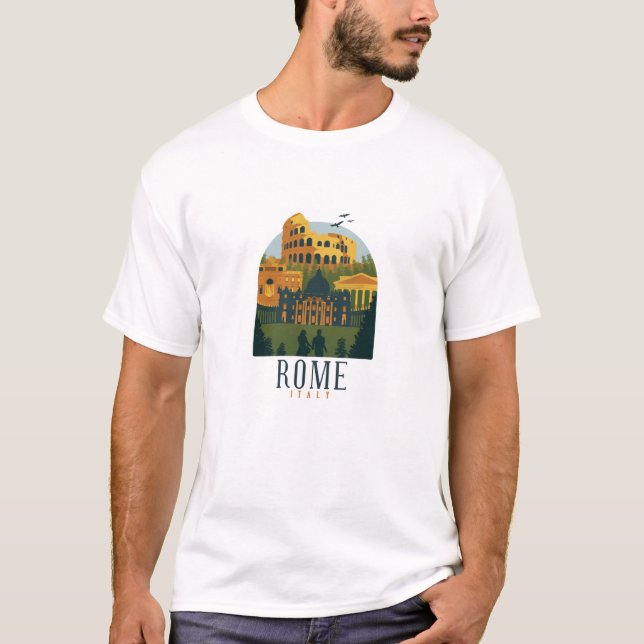 Vintagen Rom Colosseum T Shirt (Framsida)