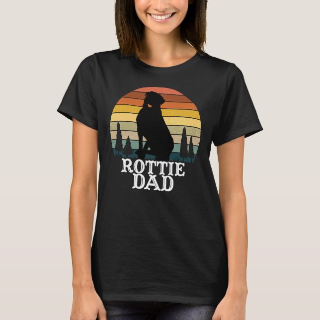 Vintagen Rottie Pappa Retro T Shirt (Framsida)