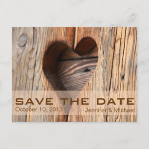 Vintagen Rustic Heart Spara datum Meddelande Vykort