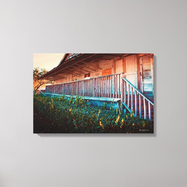 Vintagen Rustic Old Land Barn Porch Canvastryck (Framsida)