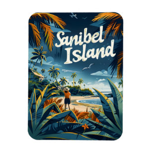 Vintagen Sanibel Island Beach Magnet