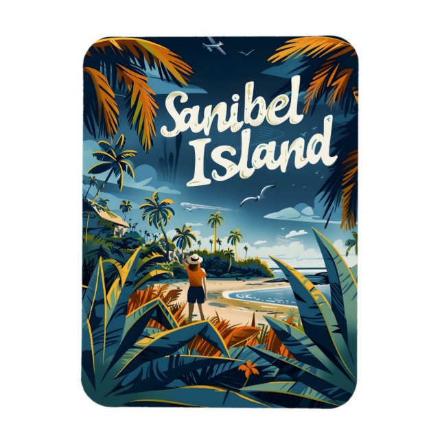 Vintagen Sanibel Island Beach Magnet (Vertikal)