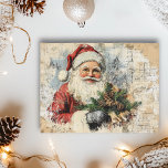 Vintagen Santa Ephemera Decoupage jul Helgdag Vykort<br><div class="desc">Den här designen har skapats med digitalteknik. Det kan vara personlig genom att klicka på anpassningsknappen och ändra fotot, färg, lägga till namn, initialer eller ord. Kontakta mig på colorflowcreations@gmail.com om du vill ha denna design på en annan produkt. Visa fler av mina skapelser eller följ mig på www.facebook.com/colorflowcreations, www.instagram.com/colorflowcreations,...</div>