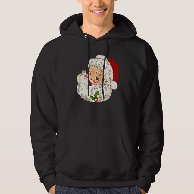 Vintagen Santa God jul Santa Hoodie (Framsida)