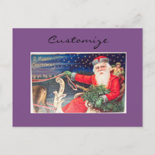 Vintagen Santa on sleigh Thunder_Cove Helg Vykort