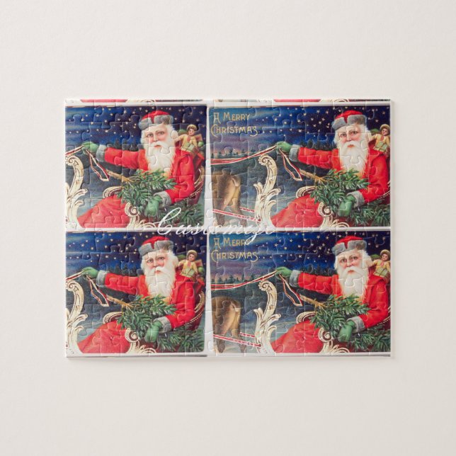 Vintagen Santa on sleigh Thunder_Cove Pussel (Horisontell)