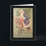 Vintagen Santa Riding Donkey Helgkort<br><div class="desc">Om du kärlek har något och allt som är vintage är det för dig! Resa tillbaka till i går och få borttappad i det vackra färg och detaljrikedomen i vintage bild. En underbar teckning för länge sen. Njut! Fullt storleka bild visar "A God jul".</div>