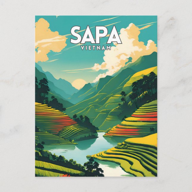 Vintagen Sapa Vietnam Vykort (Framsida)