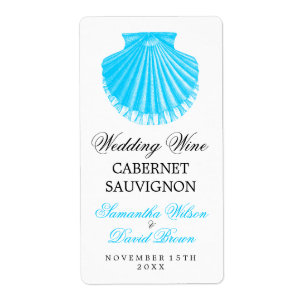 Vintagen Scallop Snäcka Tur för Beach Wedding Vin Fraktsedel