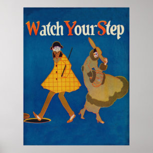 Vintagen "Se ditt steg" Poster