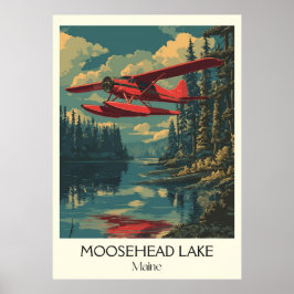 Vintagen Seaplane Forest Art Sjö Poster