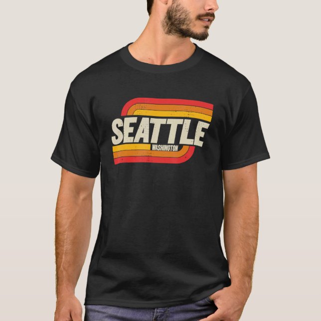 Vintagen Seattle Washington Wa City T Shirt (Framsida)