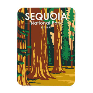 Vintagen Sequoia nationalpark Giant Sequoia Träd Magnet