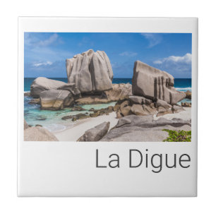 Vintagen Seychellerna La Digue Anse Marron Beach Kakelplatta