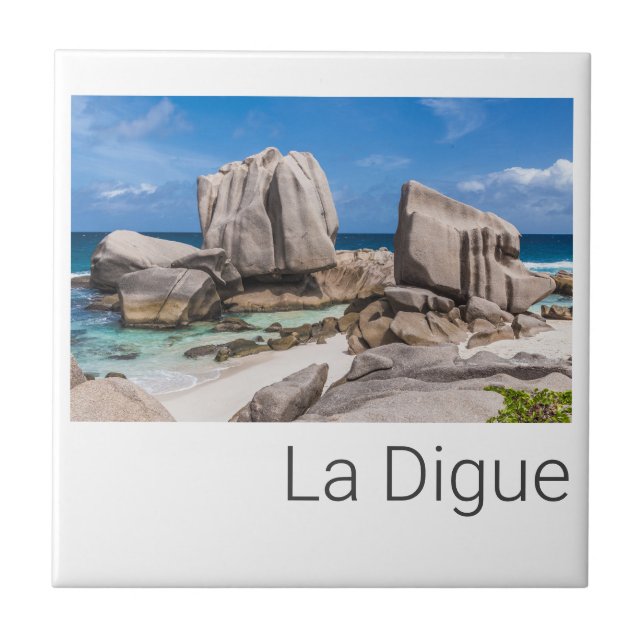Vintagen Seychellerna La Digue Anse Marron Beach Kakelplatta (Framsidan)