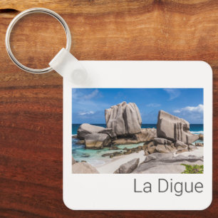 Vintagen Seychellerna La Digue Anse Marron Beach Nyckelring