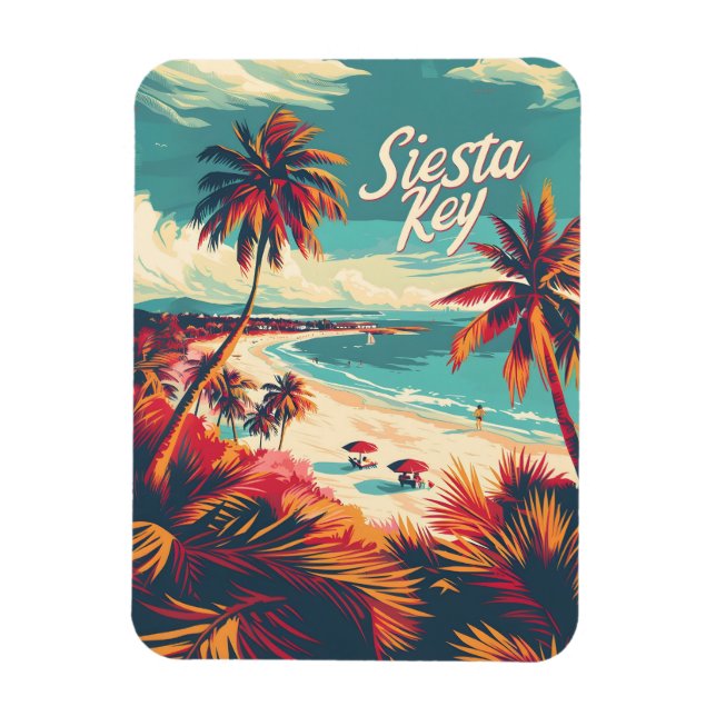 Vintagen Siesta Nyckel Beach Magnet (Vertikal)