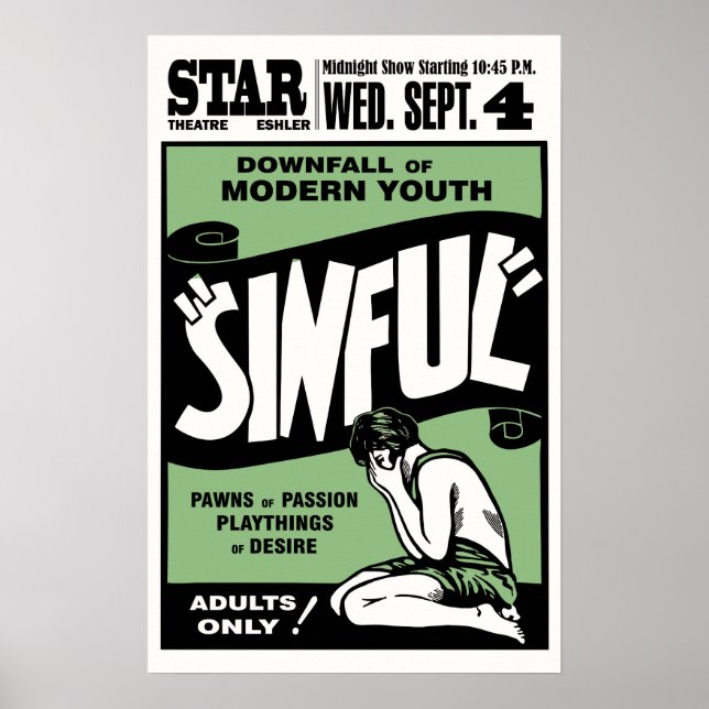 Vintagen "Sinful" Movie Poster (Framsidan)