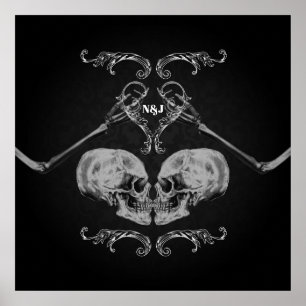 vintagen Skeletons Black Bröllop Poster