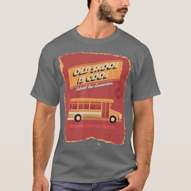 Vintagen Skoolie Gift i Buss T Shirt (Framsida)