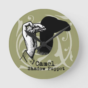 Vintagen Skuggspel i Camel Hand Puppet Shadow Game Rund Klocka