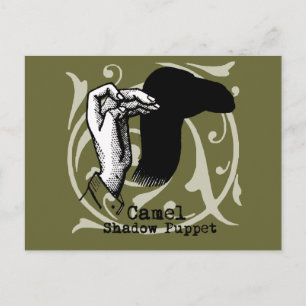 Vintagen Skuggspel i Camel Hand Puppet Shadow Game Vykort