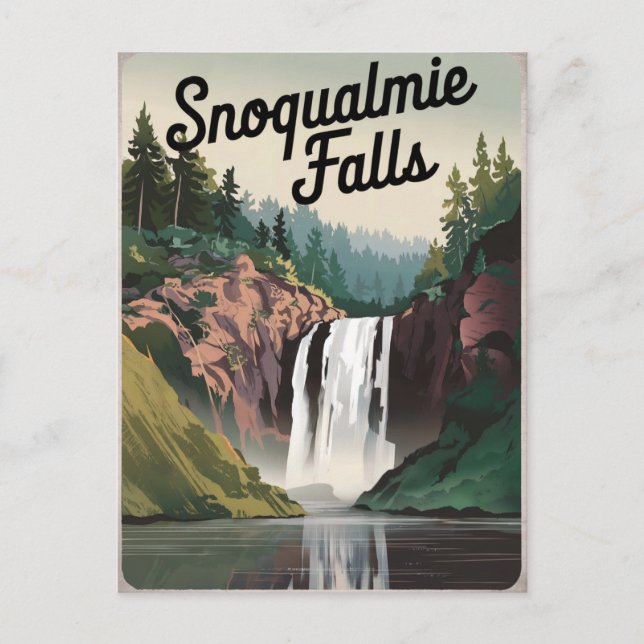 Vintagen Snoqualmie Falls Vykort (Framsida)