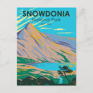 Vintagen Snowdonia nationalpark Wales Sjö Glaslyn Vykort