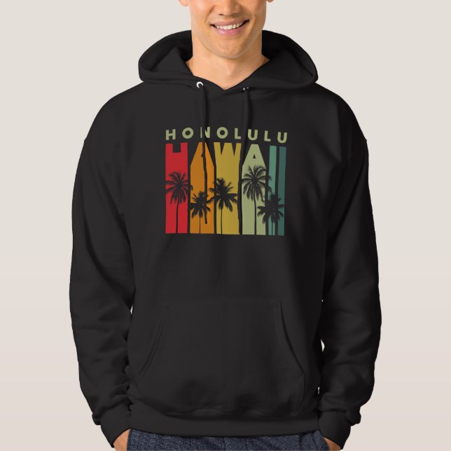 Vintagen Souvenir Honolulu Hawaii Hoodie (Framsida)