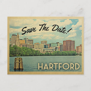 Vintagen Spara datum i Hartford Connecticut Meddelande Vykort